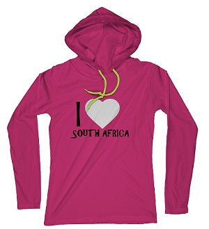 Hoody - Ladies Pink I HEART SOUTH AFRICA Small